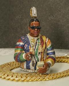 Colgante de Jesús de Plata de Ley 925 Chapado en Oro de Lujo con Moissanita Natural, Estilo Hip Hop Iced Out, Retrato 3D Hiperrealista Esmaltado - Product Image 2