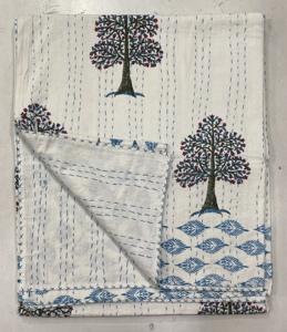 Silkgram Traditional Indian Cotton <b>Quilt</b> Floral Pattern Embroidered Hand Wash Eco-Friendly All-Season Home Decor <b>Throw</b> Rajasthan - Product Image 3