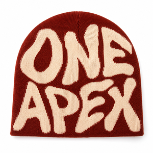 หมวกบีนนี่ถักสีเบอร์กันดีแบบกำหนดเอง ONEAPEX โลโก้สีครีม สตรีทแวร์ อุ่นสบายสำหรับฤดูหนาว หมวกทรงสกัลแคปสำหรับทุกเพศ รับผลิตแบบ OEM ODM แบรนด์ส่วนตัว - Product Image 5