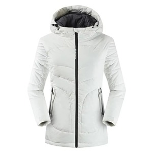 Veste de ski et de snowboard pour femmes, imperméable, coupe-vent, blanche, matelassée, à capuche, avec poches zippées, isolation synthétique - Product Image 1
