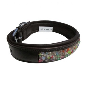 Custom Made Indian Leather Dog Collar Premium Look with Hand Made <b>Stitching</b> and Colorful Thread Expensive Pet Leash. - Product Image 2