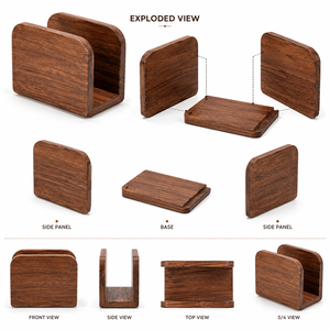 Support de serviettes rectangulaire de luxe en teck artisanal, diamètre 400 mm, écologique, support de table, dessous de plat, épaisseur personnalisable - Product Image 3