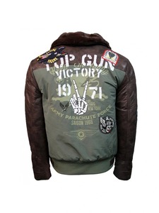 Top Gun Victory Vintage Bomber Leather <b>Jacket</b> - Product Image 2
