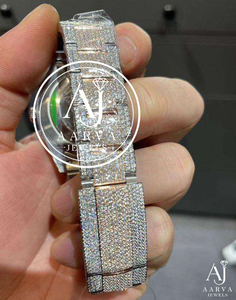 Reloj de Cuarzo con Moissanita, Correa de Acero Inoxidable de 20 mm, Cristal Analógico, Resistente al Agua, Lujoso, Unisex - Product Image 3