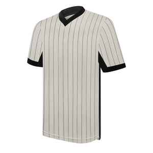 Camiseta de árbitro unisex gris y negra con rayas, cuello en V, manga corta, uniforme de juego profesional ligero para oficiales de baloncesto - Product Image 3