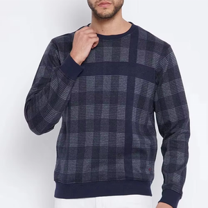 Pull à col rond en tricot à carreaux pour homme, coupe classique, style décontracté, automne - Product Image 1