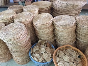 Retro Water Hyacinth <b>Placemat</b> and Cup Mat <b>Set</b> Stylish Natural Straw Handwoven Dining Essentials Export from Vietnam - Product Image 5