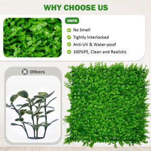 Pannelli di Bosso 50x50 cm, Decorazione Murale Effetto Erba, 20 Pezzi, Resistente al Sole, Sfondo Vegetale Artificiale, Schermo per la Privacy, Decorazione Murale Verde - Product Image 2