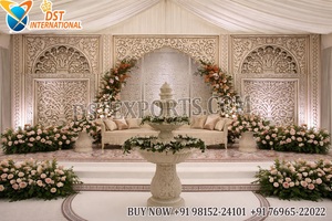 ฉากหลังงานแต่งงานแบบหรูหราพร้อมกรอบไม้ลายจาลี ปรับแต่งได้ตามต้องการสำหรับงานมุสลิม ซูฟี ไนท์สเตจ  ตกแต่งงานเมห์นดีสไตล์โมกุฎราชวงศ์ - Product Image 5