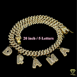 Collar con Colgante de Letra Inicial Personalizada, Diamantes Cultivados en Laboratorio, Cadena Cubana, Joyería Hip Hop, Regalo - Product Image 1