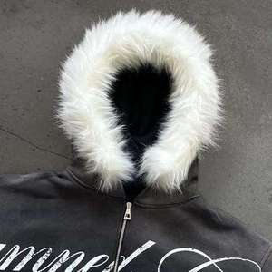 Customizable 100% Cotton Retro Street-Style <b>Fur</b> - Trimmed Hoodie - With Print/Embroidery Crafts, Other Customizations Hoodies - Product Image 2
