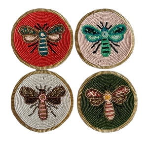 CRYSTAL CRAFT - Posavasos de Lujo Estilo Budista Hecho a Mano con Cuentas Bordadas - Product Image 1