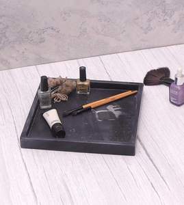 Plateau de service en marbre durable, poli, en pierre naturelle, portable, pour aliments et collations, plateau décoratif de table à prix avantageux - Product Image 2