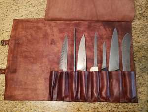 Sac de rangement pour couteaux en cuir véritable sur mesure, fait main, avec bandoulière réglable, étui à couteaux de chef LKR-0230 - Product Image 4