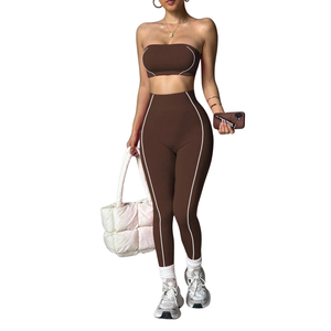 Custom Private <b>Label</b> Gym Wear Sublimation Printed V Neck Workout Set Low MOQ OEM Factory Customized 2 Piece Women Yoga Set - Product Image 4