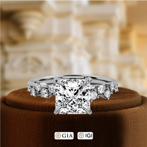 1.5CT Princess Cut <b>Diamond</b> Engagement <b>Ring</b>, Lab Grown <b>Diamond</b> <b>Ring</b>, 14K White Yellow Gold Wedding <b>Ring</b> For Her Bridal Promise - Product Image 1