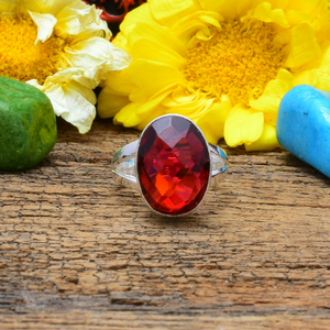 Bague en grenat naturel, argent sterling 925, pierre précieuse grenat rouge foncé, bijoux en grenat, bague artisanale, cadeau pour elle - Product Image 4