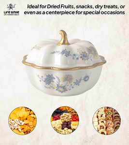 Tazón de Dulces de Porcelana Fina con Diseño Floral, Detalles en Dorado y Elegante Tapa con Asa Dorada - Product Image 4