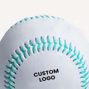 Custom Logo <b>Baseballs</b> White with Teal Stitching Durable Training <b>Balls</b> 1PC Standard Style - Product Image 5