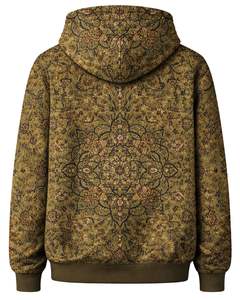 Sudadera con Capucha para Mujer, Estampado Floral Vintage Marrón Oliva, Felpa de Algodón, Estilo Casual, Fabricante Personalizado, Proveedor Mayorista de Ropa - Product Image 2