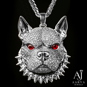 Pendentif Moissanite Visage de Chien, Breloque Animale, Plaqué Rhodium, Argenté, Micro-Incrusté, Cadeau Bijou - Product Image 2
