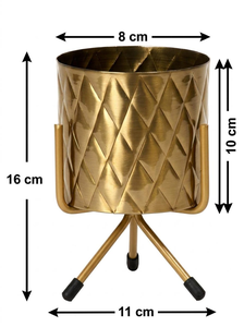 Macetero Metálico Moderno con Soporte Dorado, Decorativo, para Interiores, para Plantas Pequeñas, para Sala de Estar, Oficina, Dormitorio - Product Image 2