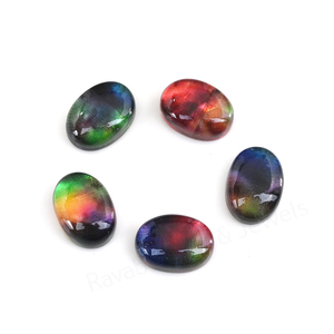 Cabochon de pierre précieuse en quartz coquille d'ormeau, forme ovale 10x14mm, dos plat, poli miroir, lisse, pour la fabrication de bijoux et pendentifs - Meilleures ventes - Product Image 1