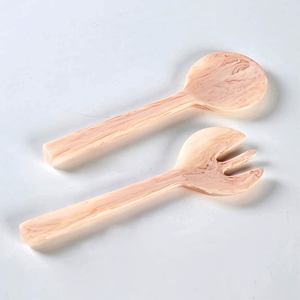 HANDICRAFT HUB THH-RSS-8600 Hergestellt in Indien 2-teiliges Umweltfreundliches Salatbesteck-Set Grün-Orange Wellengriff Servierlöffel Spülmaschinenfest - Product Image 5