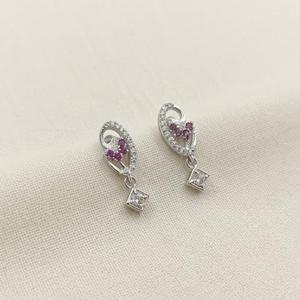DIVYORO PRINCESS CUT DROP <b>SILVER</b> <b>STUDS</b> EARRING - Product Image 2