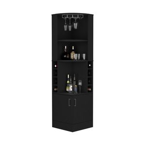 Meuble bar d'angle noir pour salon Atanasio - Product Image 6