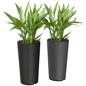 Set di 2 Vasi e Fioriere in Plastica Nera per Esterni, Decorazione da Giardino - Product Image 5