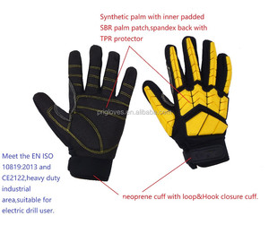 Guantes de Trabajo Resistentes a Impactos de Alta Calidad, con Puntos de TPR y Kevlar, Negros y Amarillos, Anti-Corte, con Dorso de Spandex y Puño de Neopreno - Product Image 4