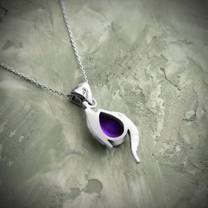 Pendentif Feuille d'Améthyste Plaqué Or Fait Main, Monture en Argent Sterling 925, Bijoux de Fiançailles, Exportateur OEM Inde - Product Image 3