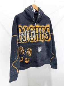 Sweat à capuche zippé pour homme, délavé à l'acide, personnalisé, avec appliqué et broderie vintage - Product Image 5