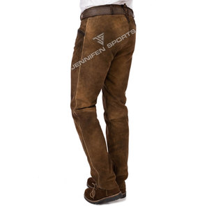 Pantalon Lederhosen en cuir bavarois, véritable cuir de vachette suédé, décontracté pour homme, avec cordon de serrage, séchage rapide et respirant, marron, pour l'<span class=keywords><strong>Oktoberfest</strong></span> - Product Image 5