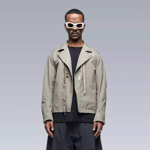 Wholesale Men Techwear <b>Jacket</b> Multi-pocket Functional Urban Streetwear Windbreaker Tactical Cyberpunk Utility Cargo Outerwear - Product Image 1