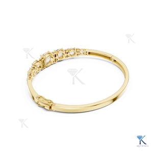 Lab Grown Diamond Graduated Stone <b>Bangle</b> 14K <b>Solid</b> <b>Gold</b> Fine Unisex Luxury Jewelry Party Gift Manufacturer Wholesale Supplier - Product Image 6