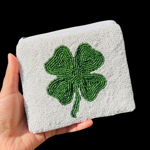 New Model Apple Shape Red Beadwork Small Zipper Pouch with Leaf Design Cute luxury beadwork for Personalized Logo & Gifting - Product Image 2