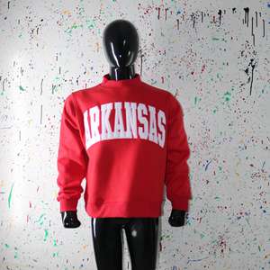 ARKANSAS <b>RED</b> Mock Neck Sweatshirt 100% WHITE Applique Embroidery wide neck Sweatshirt CLUSH SPORTS - Product Image 3