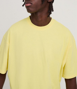 Camiseta Deportiva de Manga Corta para Hombre, Estilo Nuevo, Amarilla, Oversize, de Algodón Tejido de 260g, Peso Pesado - Product Image 2