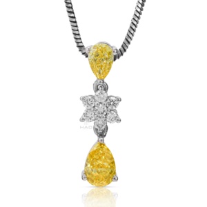 Colgante de diamante cultivado en laboratorio, colgante de diamante amarillo en forma de pera, collar de diamantes floral, elegante joyería fina para mujer, regalo estilo gota. - Product Image 6