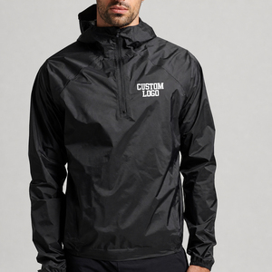 Custom Logo Reflective Windbreaker Half Zip Ripstop Activewear Wind Resistant Run Lightweight Waterproof Shell <b>Jacket</b> for Men - Product Image 1