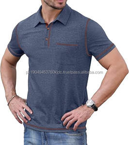Camisa de Golf con Cuello clásico de manga corta para hombre Polo informal de verano transpirable con bolsillo bordado patrón sólido Etiqueta Privada - Product Image 1