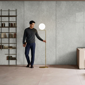 Herican Grande dalle de pierre frittée extérieure 160x320cm Carreaux Finition soyeuse grise mate pour sols et murs de luxe - Product Image 3