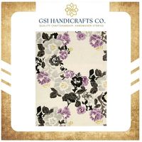 Tapis rectangulaire en laine mélangée à motif floral, fabriqué à la machine, antidérapant, adapté aux animaux domestiques, antimicrobien, moderne, pour salon