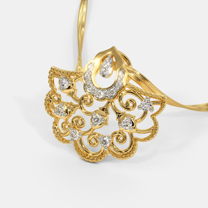 Collar con Colgante de Diamante Cultivado en Laboratorio con Filigrana Floral en Oro Amarillo - Product Image 3