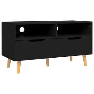 Mueble para TV de Madera Sintética Negra Mediana, Diseño Rectangular para Sala de Estar - Product Image 2