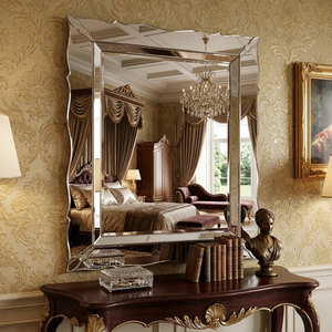 Miroir mural classique de style baroque vénitien |   Miroir décoratif en verre antique de luxe pour salon, hôtel et décoration intérieure royale - Product Image 4