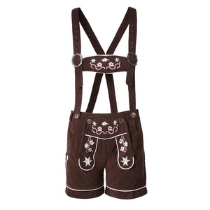 Pantalones Cortos de Cuero Rústicos para Mujer, Estilo Bávaro Tradicional, para el Oktoberfest, Ropa para Festivales Folclóricos Alemanes - Product Image 3