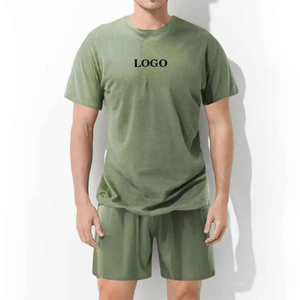 Ensemble T-shirt et short d'été pour homme en coton écologique vintage - Product Image 5